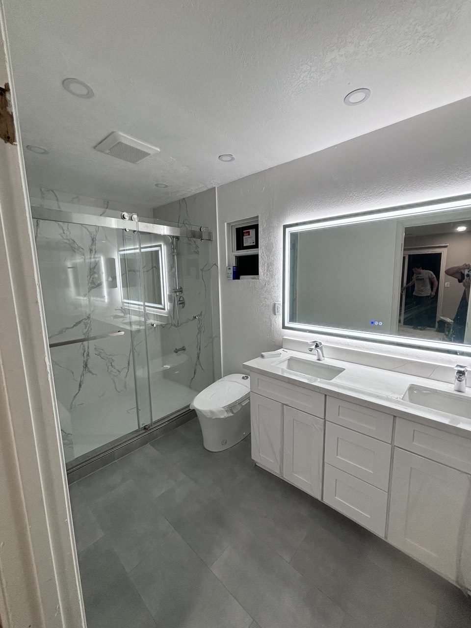 Bathroom Remodel — Double Vanity & Marble Shower